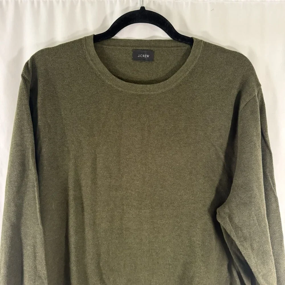 J Crew Shirt Men's Large Dark Green Long Sleeve Crewneck Pullover